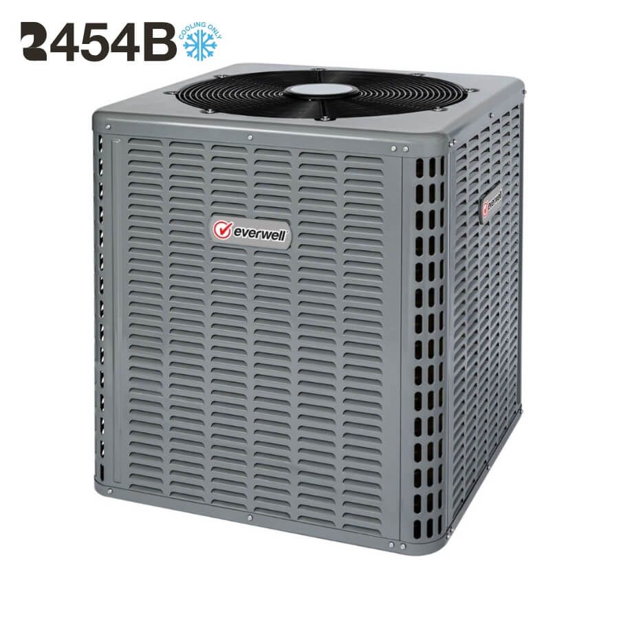 EVERWELL – Top-Discharge A/C Condensing Unit 48000 BTU 220V Cooling Only R454B 15 SEER2 – Gray
