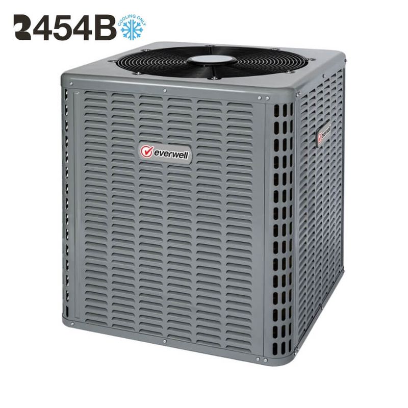 EVERWELL – Top-Discharge A/C Condensing Unit 48000 BTU 220V Cooling Only R454B 15 SEER2 – Gray