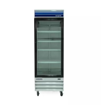 NORPOLE – 28 in Wide, 23 cu ft Single Swing Glass Door Commercial Refrigerator – White