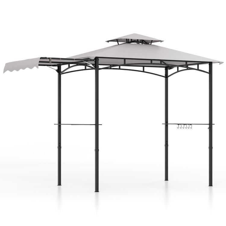 COSTWAY – 10.5 ft × 5 ft Grill Gazebo with Side Awning and Double-Tiered Top – Gray COSTWAY – 10.5 ft × 5 ft Grill Gazebo with Side Awning and Double-Tiered Top – Gray
