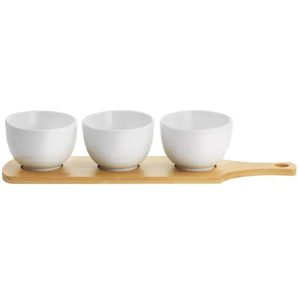 GIBSON ELITE – 4 Piece Fine Ceramic Tidbit Bowl Set With Base – White