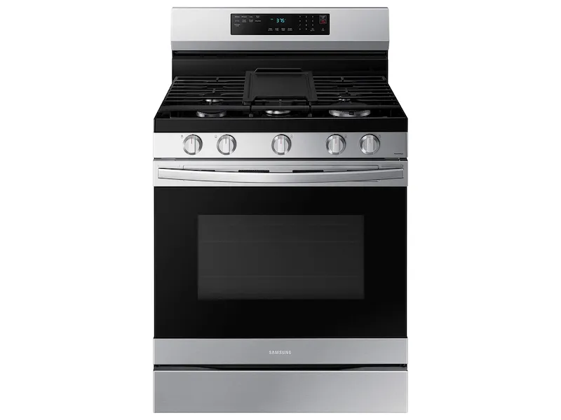 Samsung 30 in. 5-Burner Freestanding Smart Gas Range in Stainless Steel with No Preheat AirFry and Wi-Fi Enabled Convection NX60A6511SS