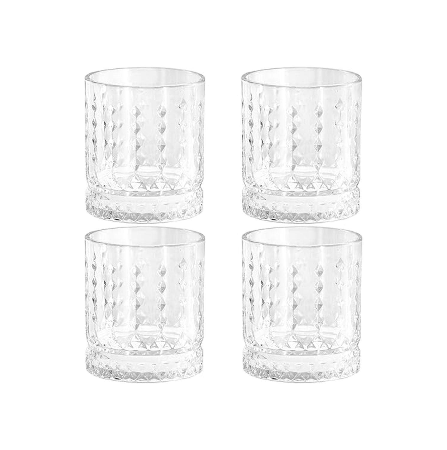 GIBSON HOME – 4-Piece 13 oz Teardrop Embossed Double Old-Fashioned Glass Set – Clear