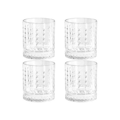 GIBSON HOME – 4-Piece 13 oz Teardrop Embossed Double Old-Fashioned Glass Set – Clear