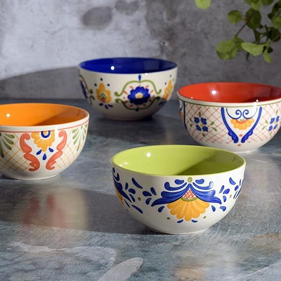 GIBSON LAURIE GATES – Hand Painted Tierra Mix and Match 4-Piece Cereal Bowl Set