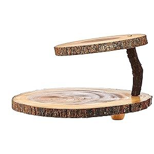 Lipper International Acacia 2-Tier Tree Bark Server
