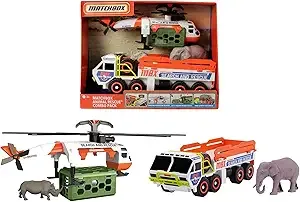 Matchbox – Animal Rescue Combo Pack Vehicles Playset with 2 Safari Rescue Vehicles & 2 Animal Figures