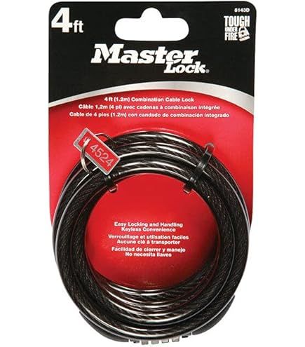 Master Lock 4-Ft. 1/4in. Dia. Cable with Lock B01IG5DLX8