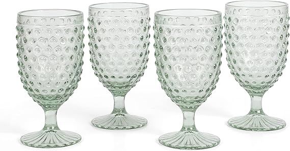 MARTHA STEWART Chauncey 4-Pack 14.2 oz Hobnail Handmade Glass Goblet