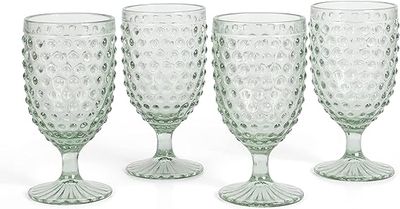 MARTHA STEWART Chauncey 4-Pack 14.2 oz Hobnail Handmade Glass Goblet