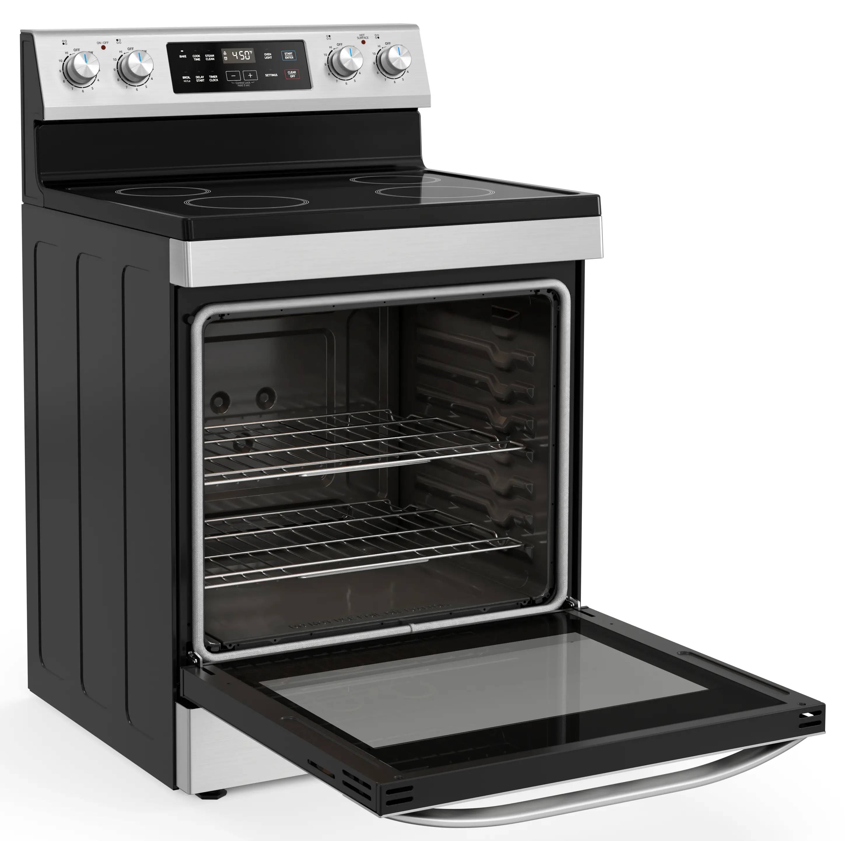 Midea 6.3 Cu Ft 4 Burner Freestanding Electric Range with Steam Cleaning - Stainless Steel MER30S2AST