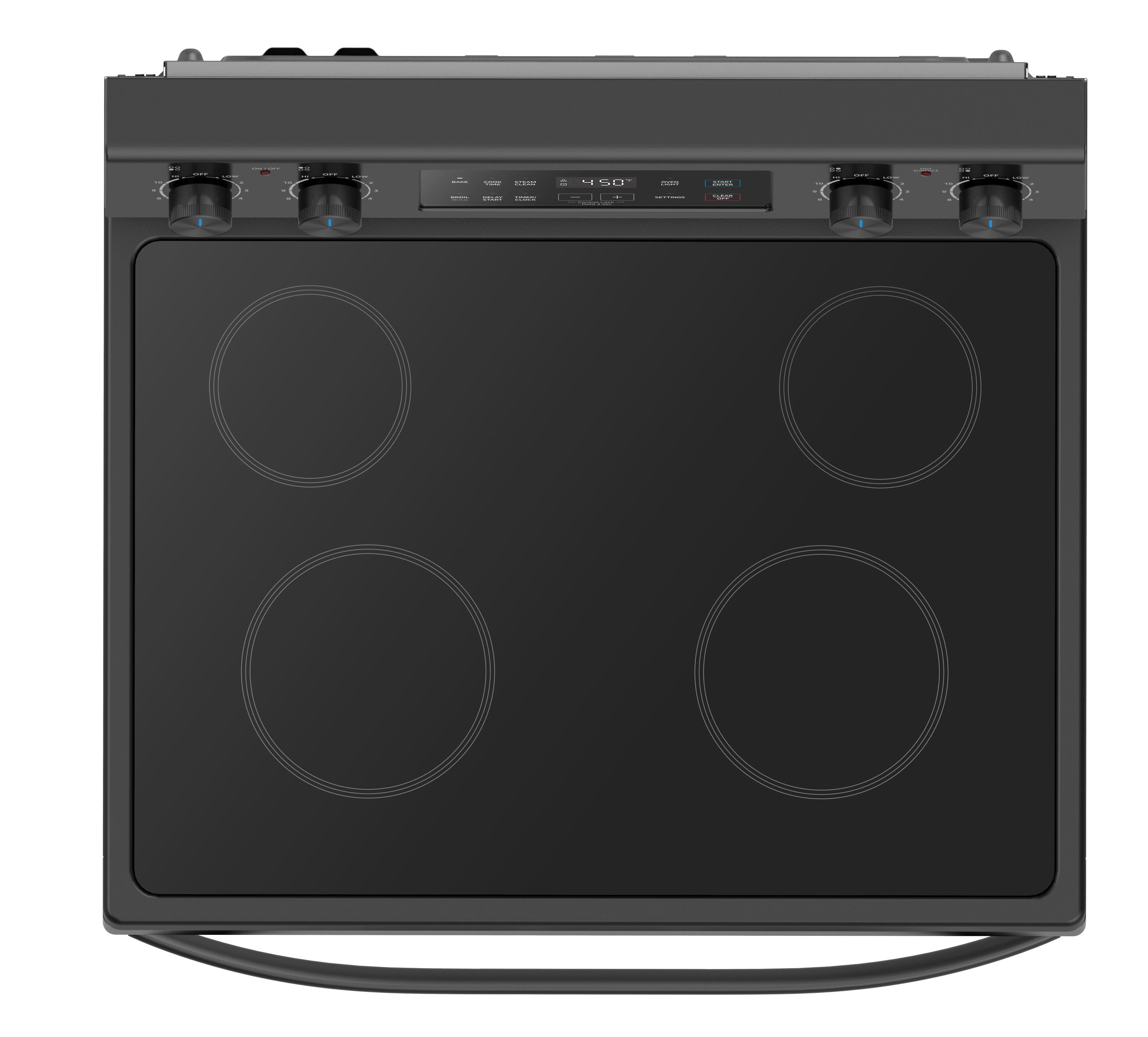 MIDEA – 6.3 Cu Ft Electric Range with Steam Cleaning – Black