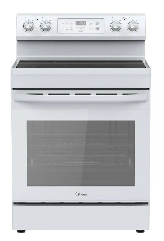 MIDEA – 6.3 Cu Ft Electric Range with Steam Cleaning – White
