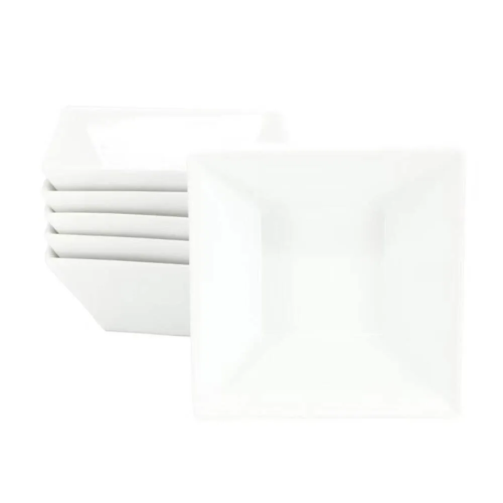 OUR TABLE – Fine Ceramic Square Soup Bowl Set – 26 oz – White