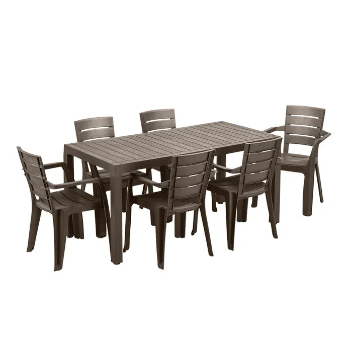 Rimax – Mocca 7-Piece Resin Plastic Outdoor Dining Set – Mocha