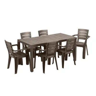 Rimax – Mocca 7-Piece Resin Plastic Outdoor Dining Set – Mocha