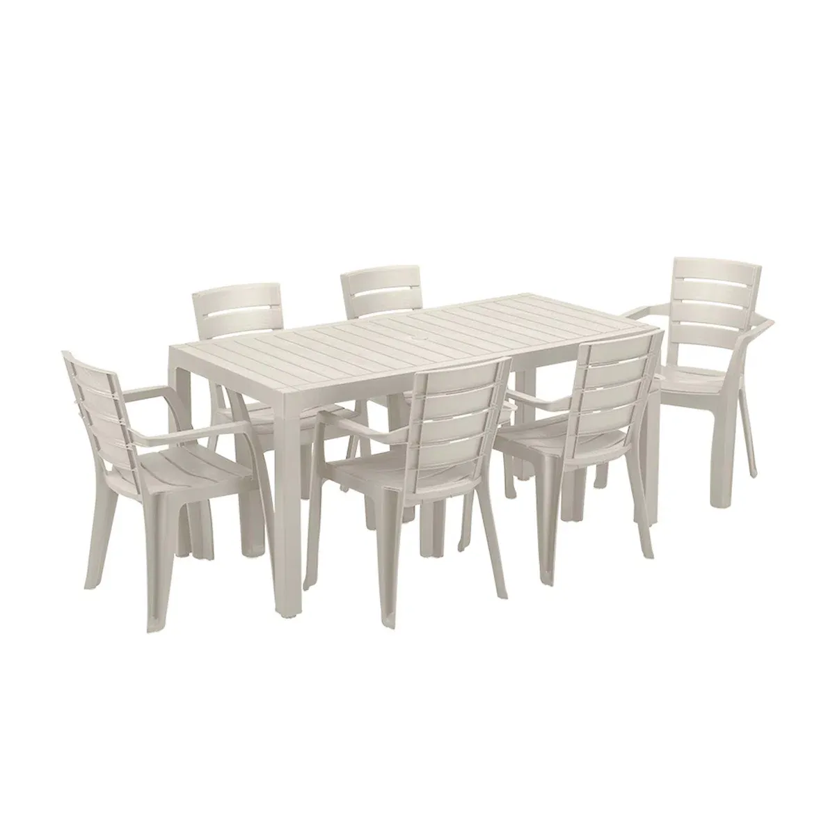 Rimax – Mocca 7-Piece Resin Plastic Outdoor Dining Set – Beige