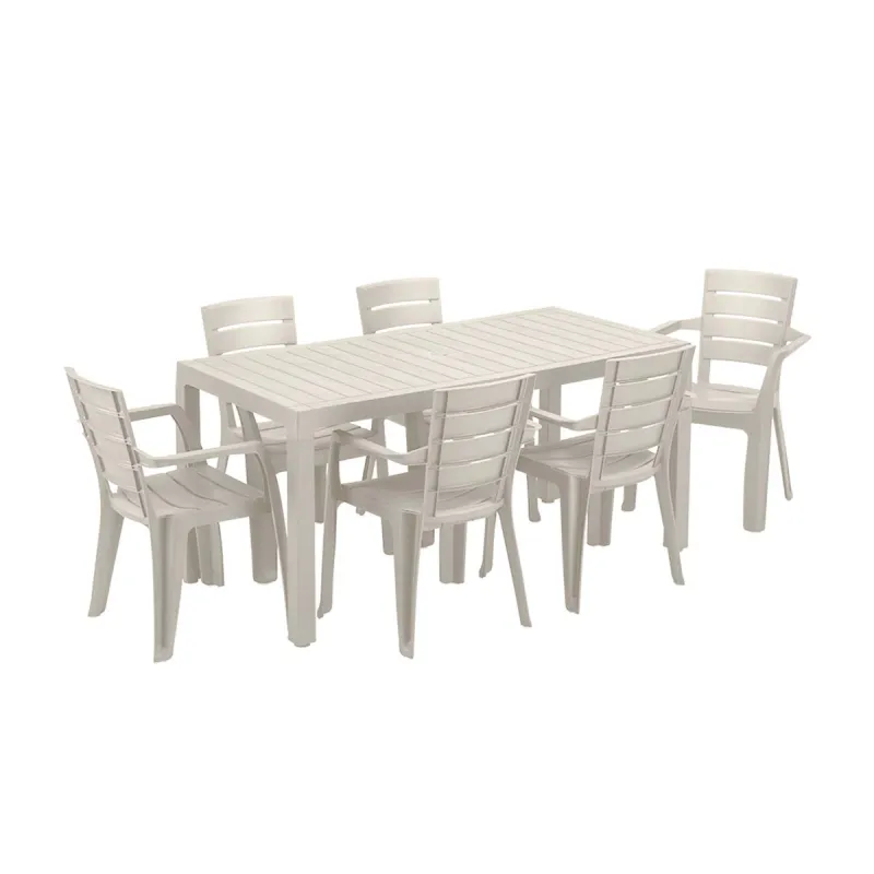 Rimax – Mocca 7-Piece Resin Plastic Outdoor Dining Set – Beige