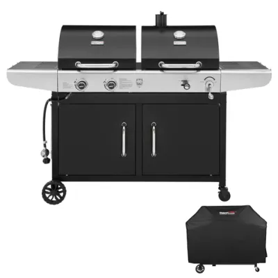 ROYAL GOURMET – 2-Burner Propane Gas and Charcoal Combo Grill with Cover – Black