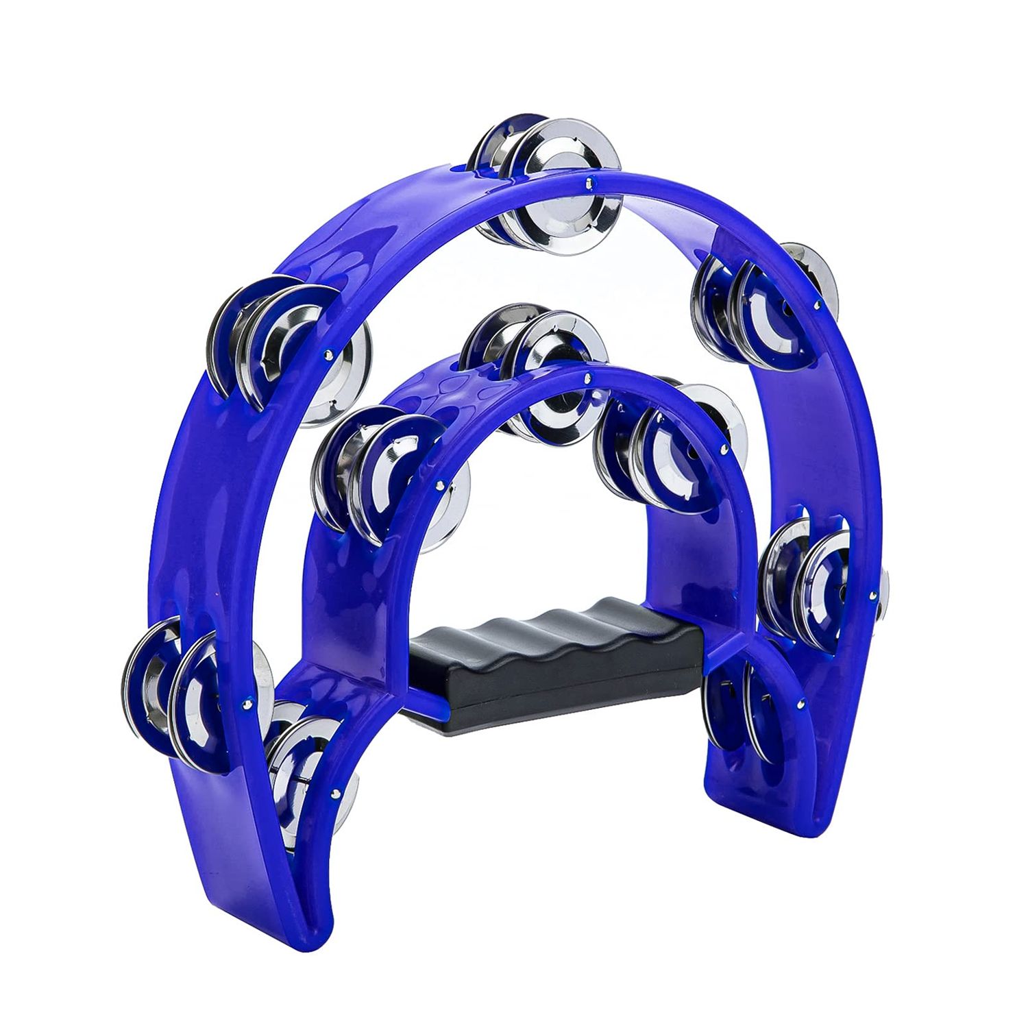 ZEBRA – Hand-Held Tambourine with Metal Jingles 8" – Blue