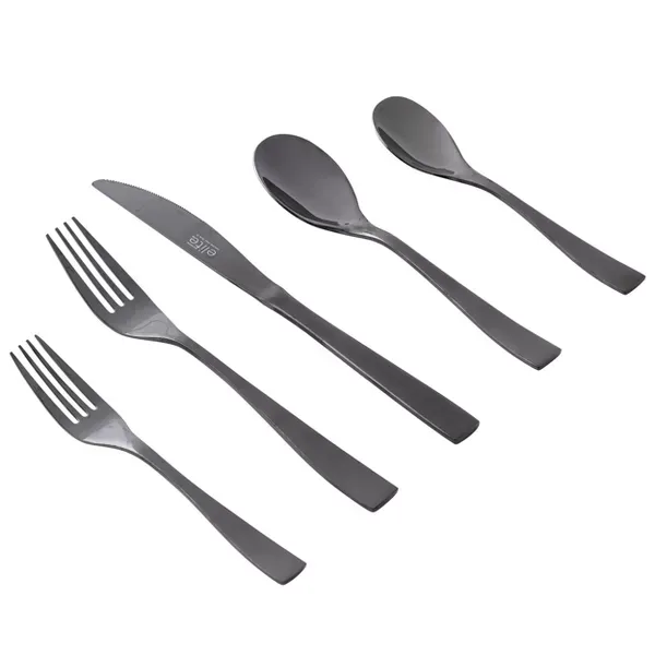 GIBSON HOME – Holland Road Flatware Set – 20 Piece – Black Stainless Steel – 137376.20