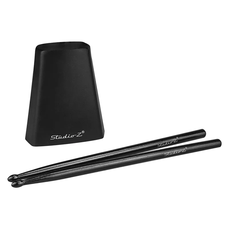 ZEBRA – Dual 6" Hand-Held Cow Bell Percussion Set with Drumsticks – Black