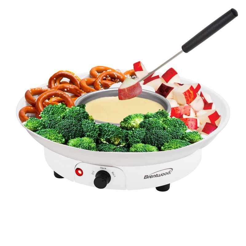 Brentwood 8-Piece Plastic Electric Fondue Pot Set with Dipping Forks TS-604W