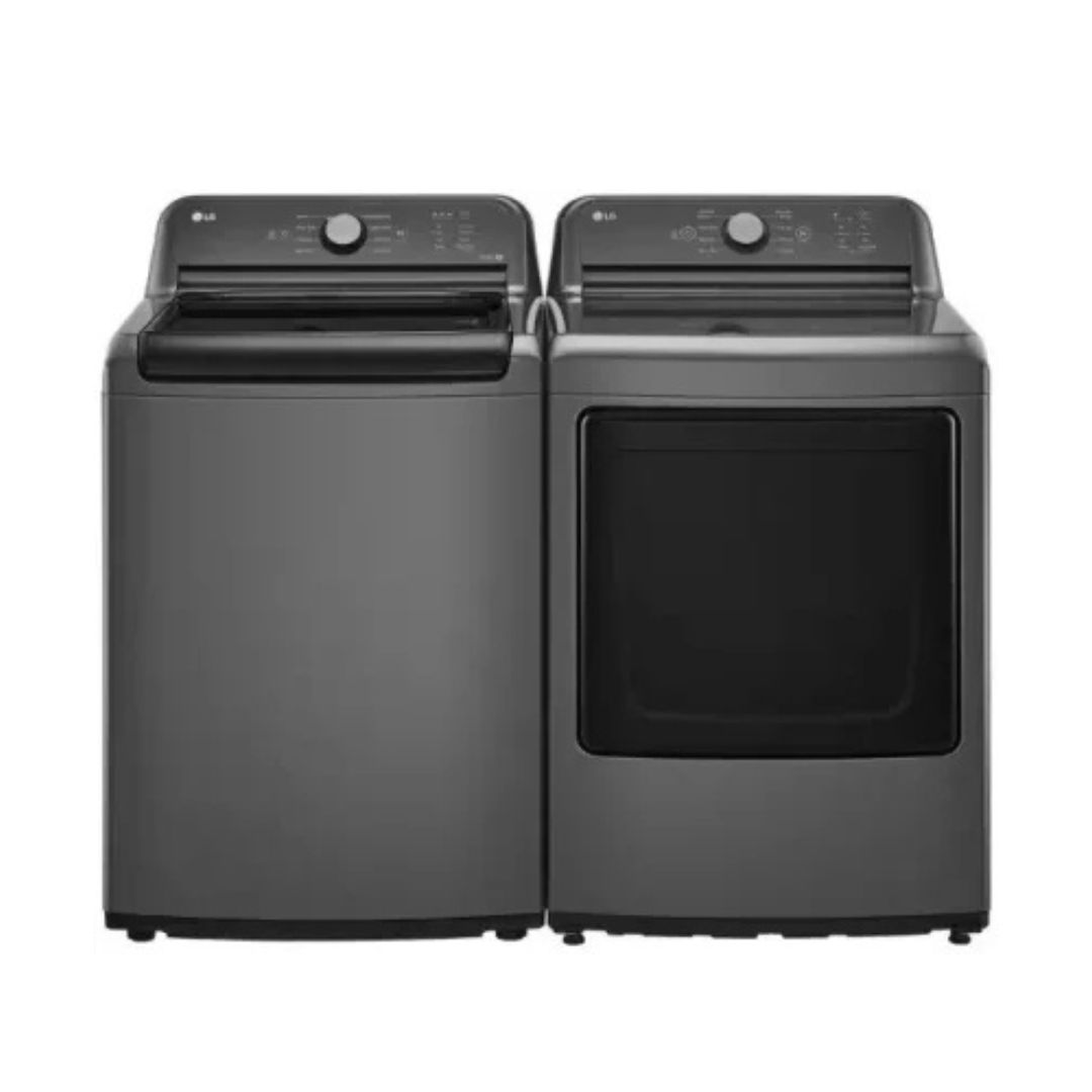 LG – Top Load Washer 4.5 cu. ft. + Electric Dryer 7.3 cu. ft. – Middle Black