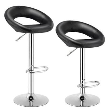 COSTWAY – Adjustable Swivel Bar Stool (set of 2) – Black PU