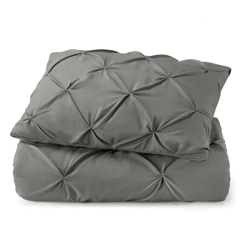 SLEEPTONE – Tranquility Pinch Down Alternative Comforter Set (Queen) – Charcoal Gray