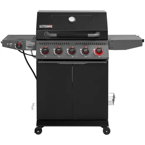 ROYAL GOURMET – 5-Burner BBQ Liquid Propane Gas Grill with Sear Burner and Lidded Side Burner – Black