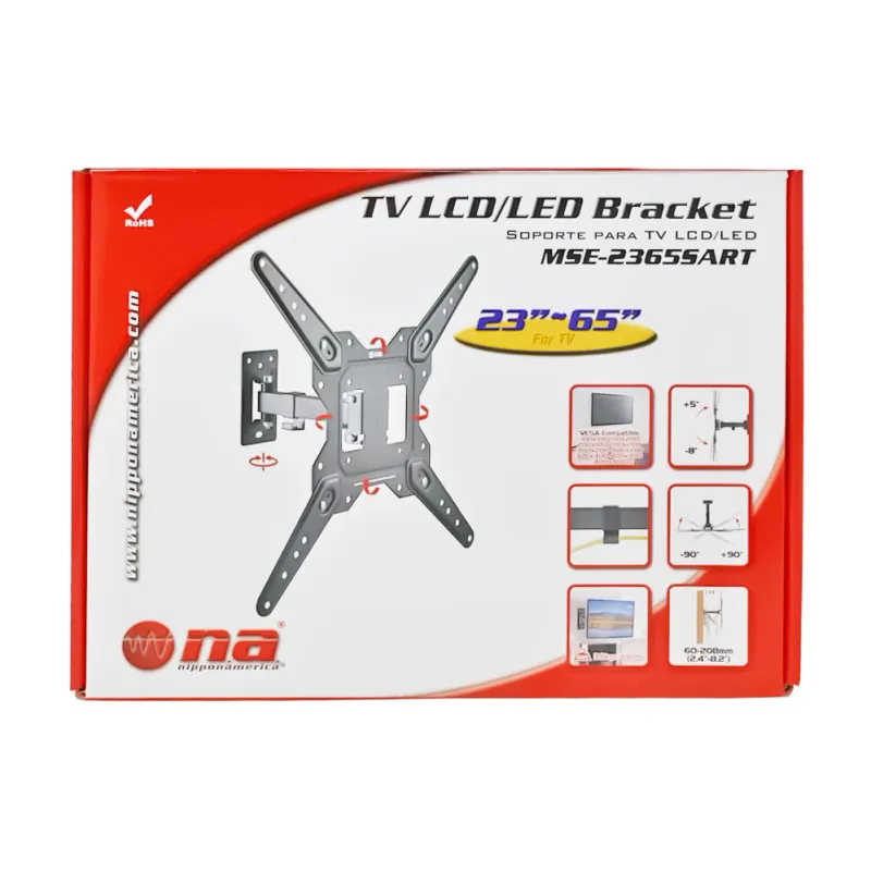 NIPPON AMERICA – Economy Single Arm Retractable TV Mount 23″–65″ – Black