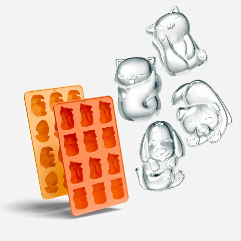 ZOKU – Cat & Dog Ice Mold Set/2 – Orange