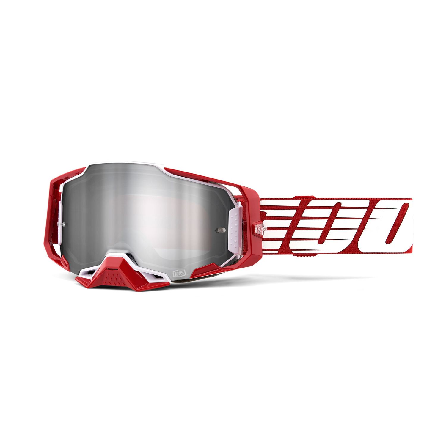 100% Goggle Armega Oversized Deep Red - Mirror Silver Flash Lens
