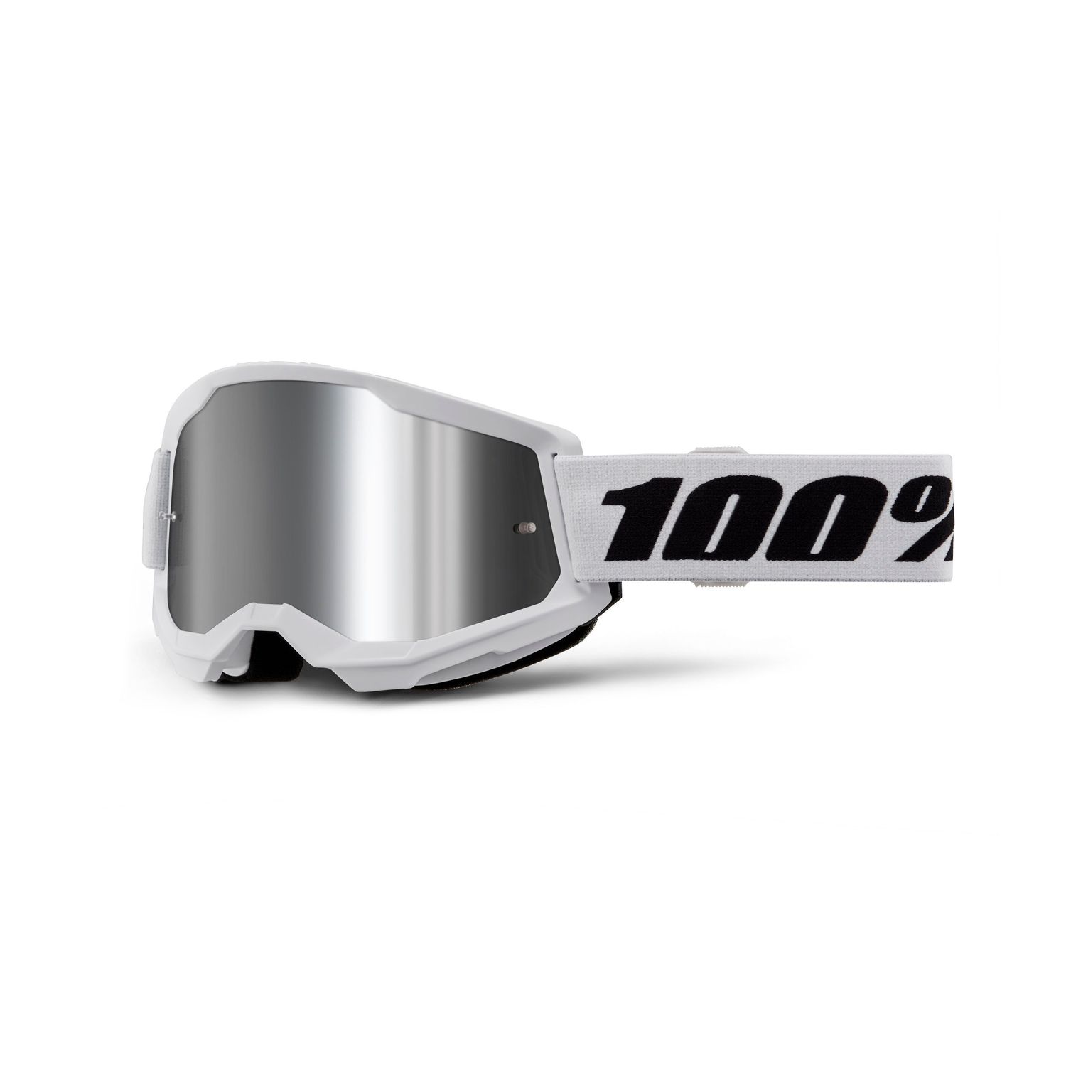 100% Goggle Strata 2 Youth White Frame/Silver Mirror Lens