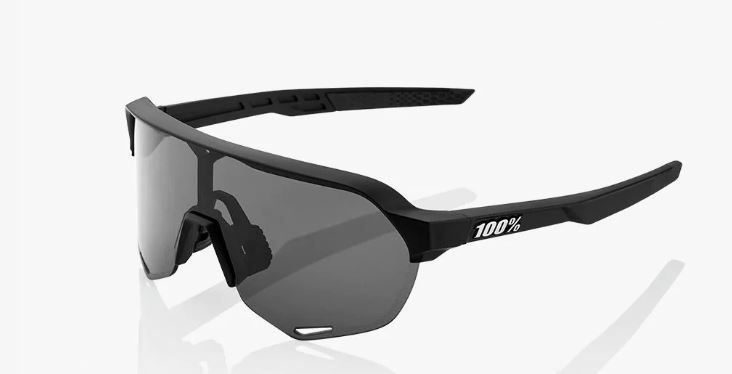 100% Sunglasses S2 Soft Tact Black Smoke Lens