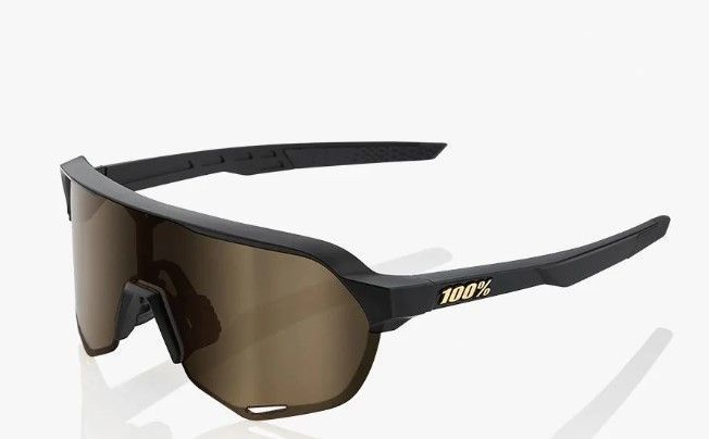 100% Sunglasses S2 Matte Black Soft Gold Mirror Lens