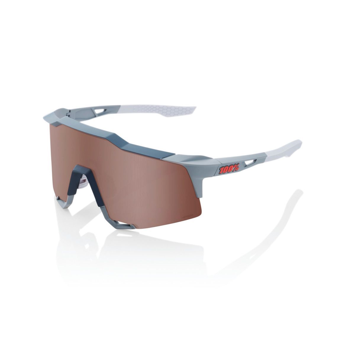 100% Sunglasses Speedcraft Soft Tact Stone Grey - HiPer Crimson Silver Mirror Lens