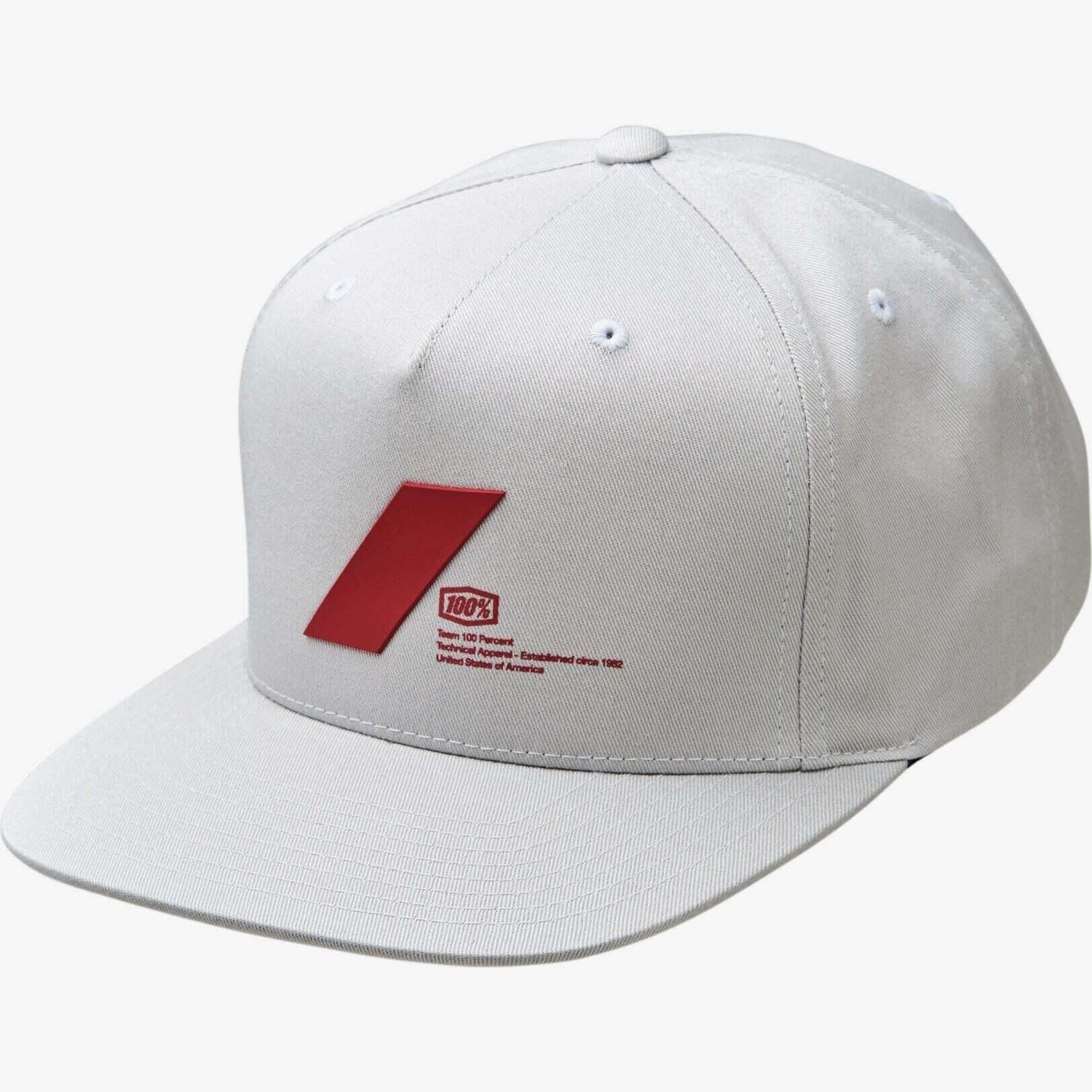 100% Hat Forward Snapback Light Grey