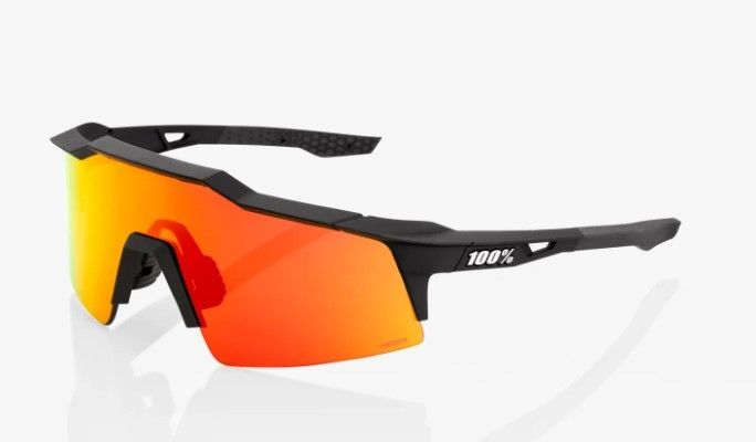 100% Sunglasses SpeedCraft SL Soft Tact Black HiPer Red Mirror Lens
