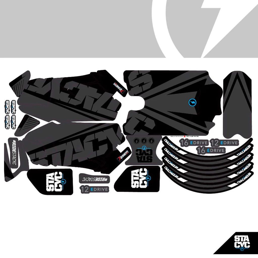 Stacyc 12&quot; Graphic Kit - Electrify Black