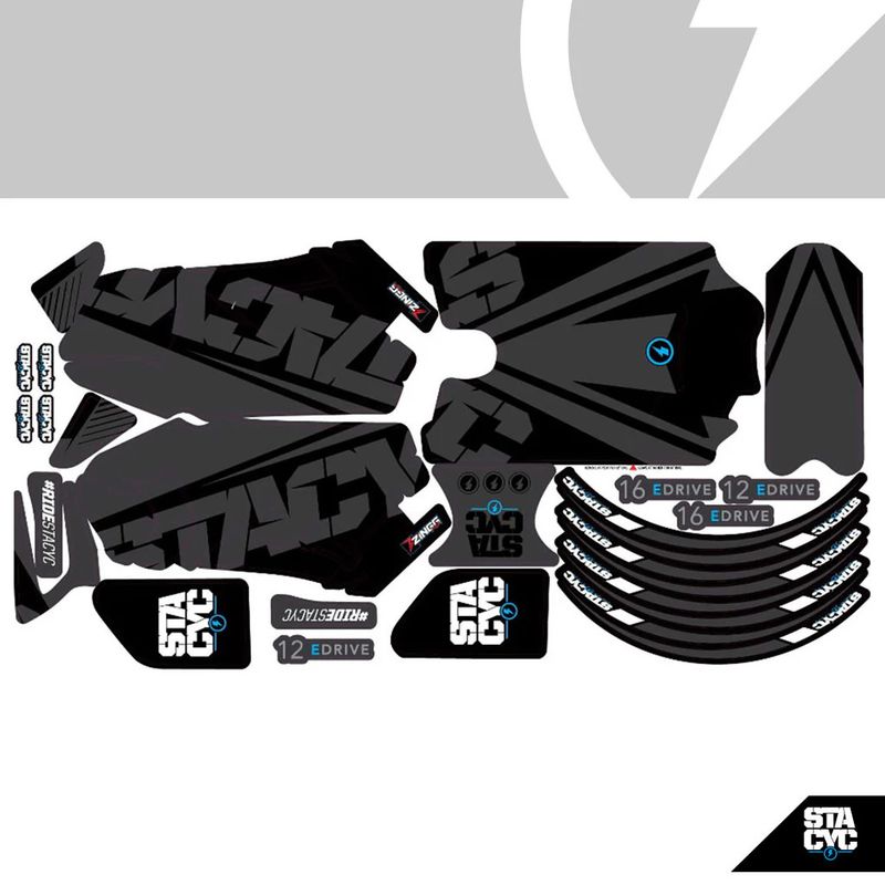 Stacyc 12&quot; Graphic Kit - Electrify Black