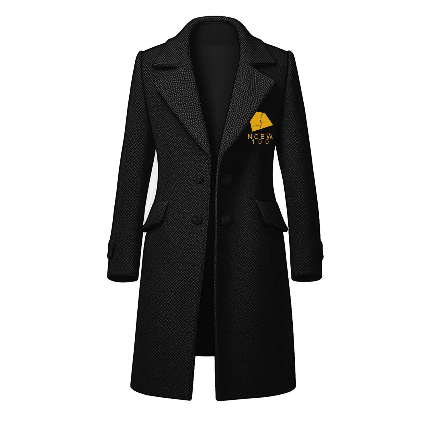 Embroidered Long Wool Coat