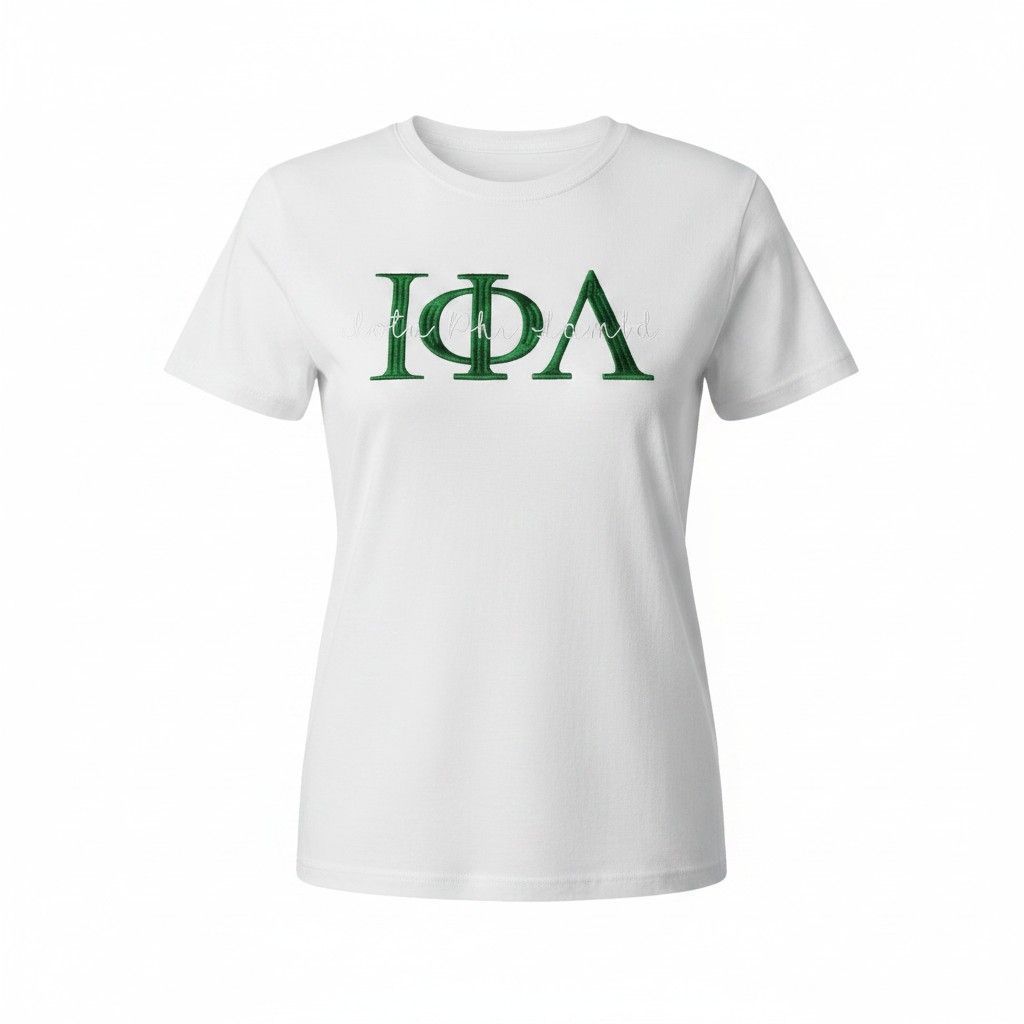 Embroidered T-shirt with Script Iota