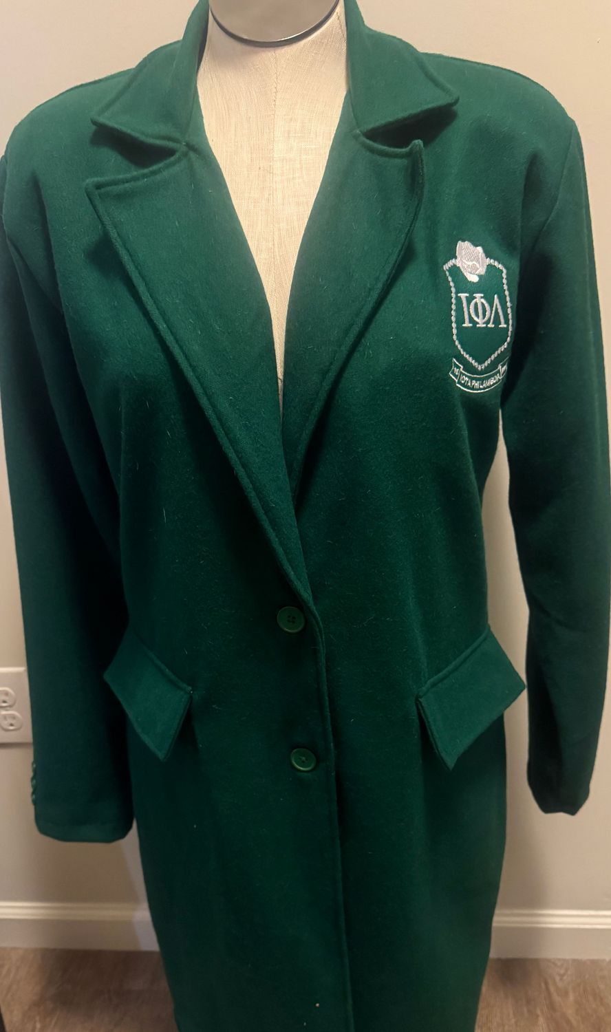 Iota Phi Lambda Embroidered Long Wool Coat