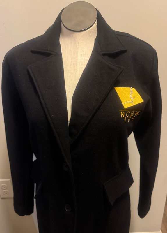 Embroidered Long Wool Coat