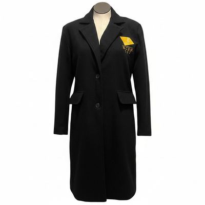 Embroidered Long Wool Coat