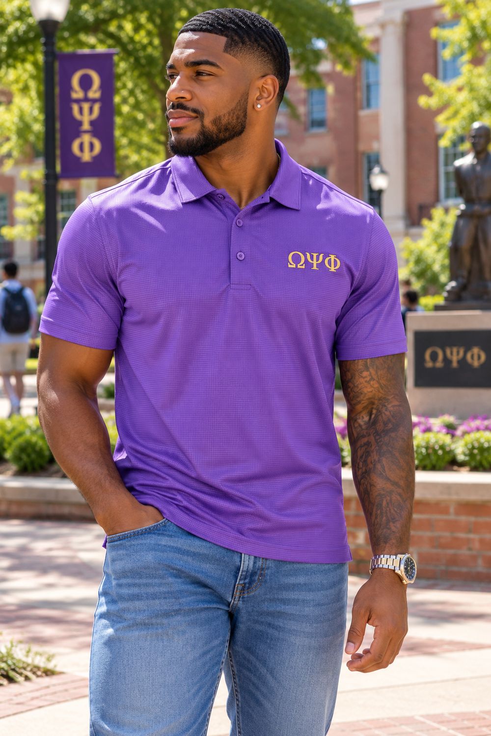 Omega Psi Phi Performance Grid Polo