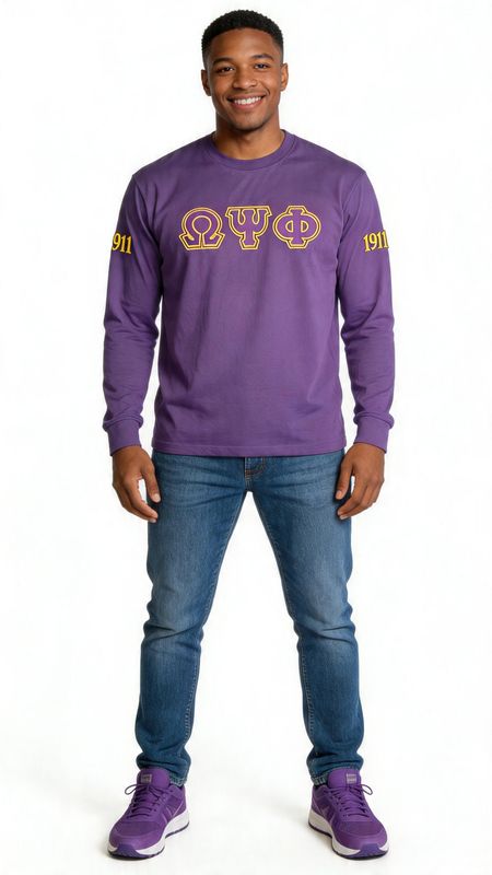 Omega Psi Phi Embroidered Long Sleeve