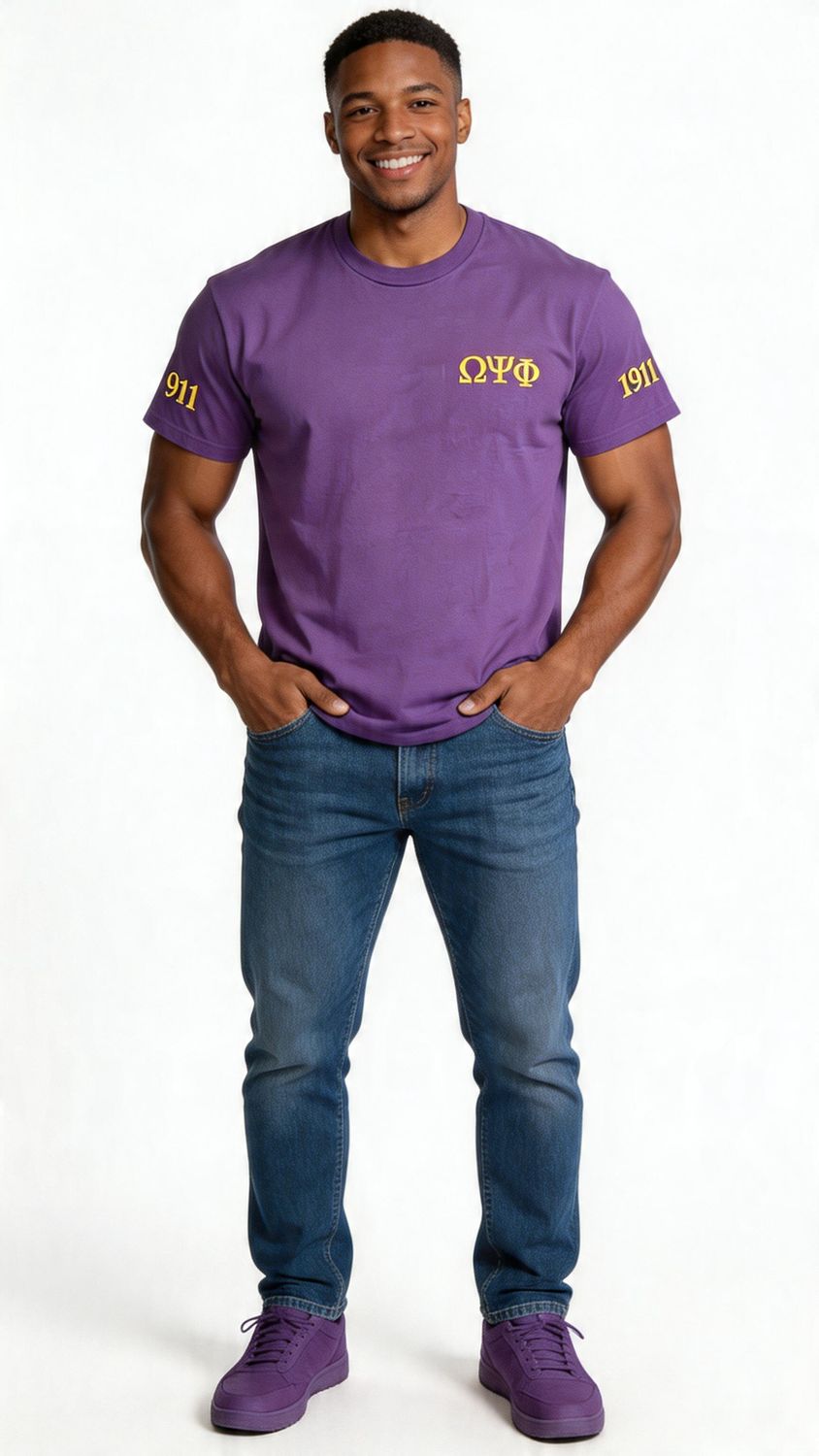 Omega Psi Phi Embroidered  T-shirt